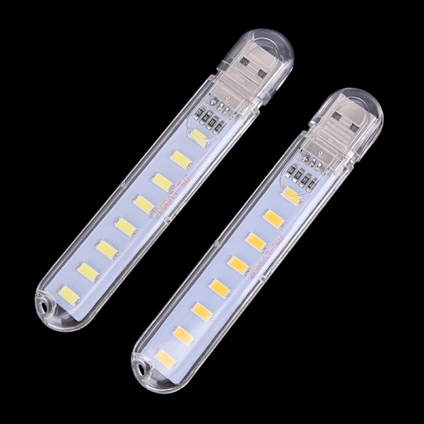Mini LED Bärbar 5V 8 LED USB Belysning Dator Mobil Power L White