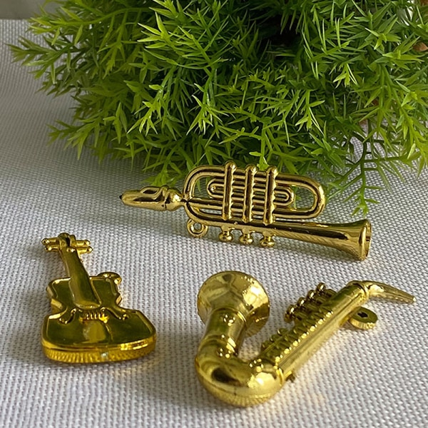 Dukkehus Miniature galvaniseret guld musikinstrument DIY S A1 onesize