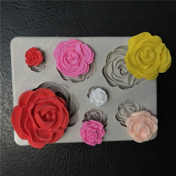 3D Rose Flower Silikon Fondant Sjokoladeform Kakedekor Suga A onesize