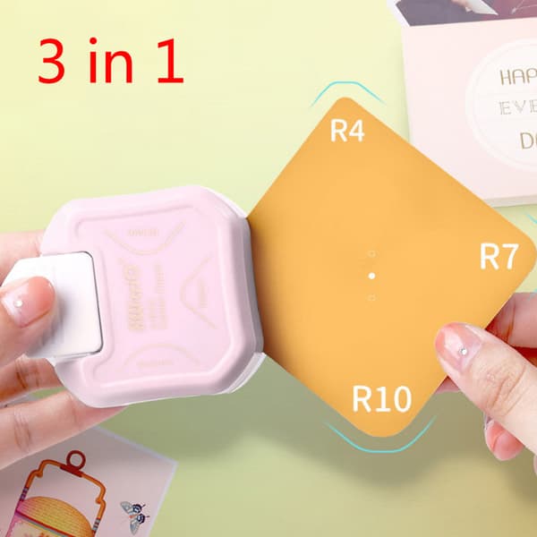 Mini Corner Runder Punch 3 Way Corner ter DIY Round Edgers Tri Pink ONE SIZE