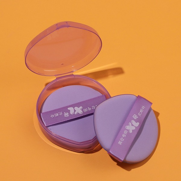 2 st Triangel Återanvändbar Powder Pad PressedSoft Makeup Powder P Purple A