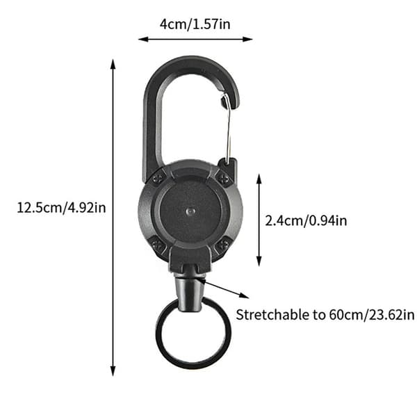 Stöldskyddsmetall Lätt att dra Spänne Rep Elastic Keychain Retr Black