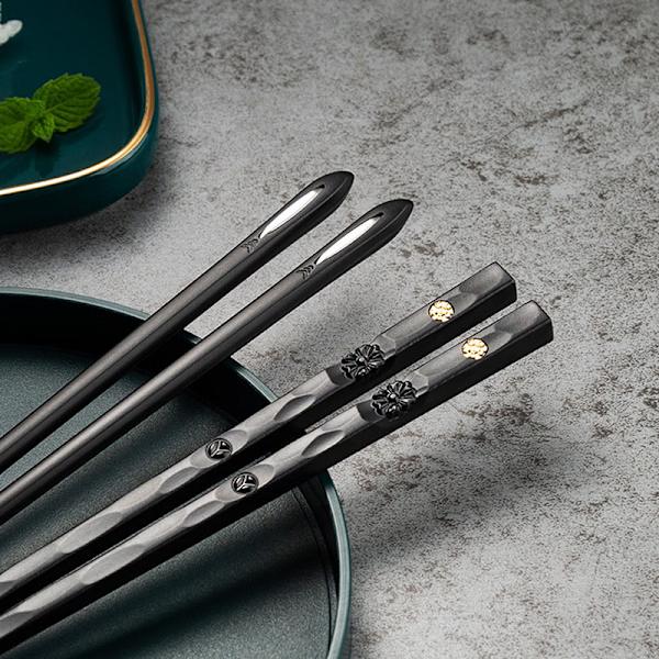 5 par legeringsgraveringspinde Skridsikre genanvendelige sushistænger black one size