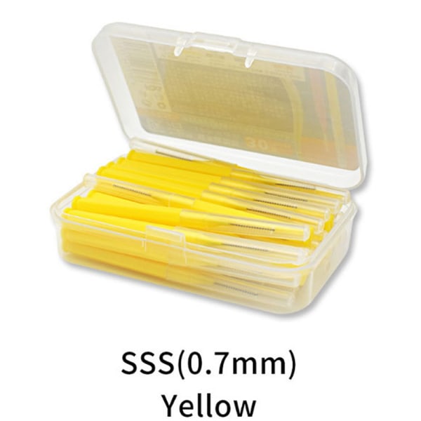 30stk/parti Interdentalbørste Tanntråd Oral Clean Hygiene To Yellow 0.7mm 30Pcs