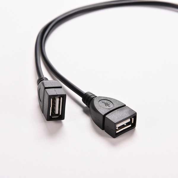 USB 2.0 A han til 2 dobbelt USB hunstik Y Splitter Hub Strøm C Black 1pc