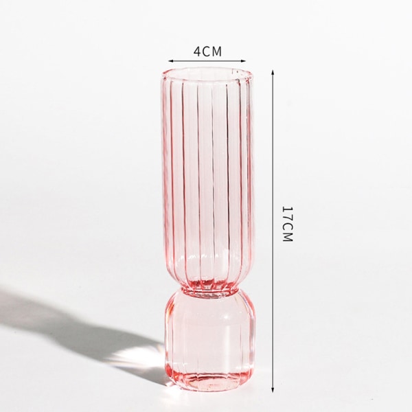 Nordic Glass Vase Små Glass Vaser Blomsteroppsats Hjem Gla Pink 17*4cm
