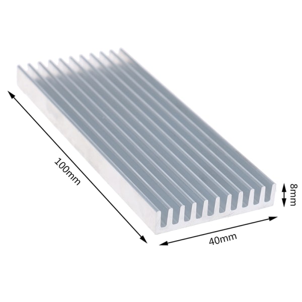 Ekstrudert aluminiumskjøler for høyeffekt LED IC Chip Cooler Ra Silver 100×40×8mm