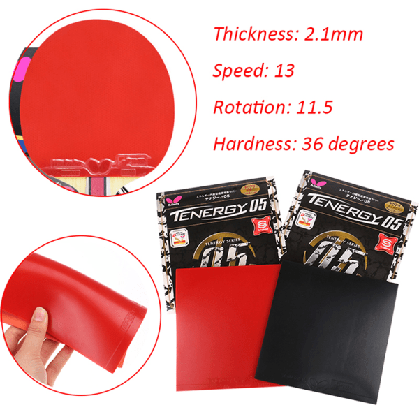 1st Butterfly Tenergy 05 Bordtennisgummi Ping Pong Rubber S Red 17*16.5cm