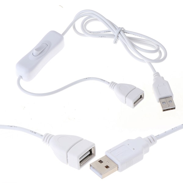 1Pc 1m USB-kabel med Switch ON/OFF Kabelforlængerskifte til White one size