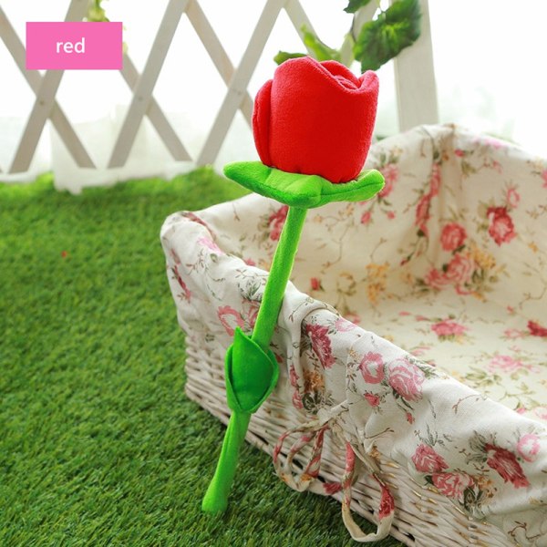 1 stk tegneserie rose blomst utstoppet myk plysj leketøy Valentinsdag Red one size