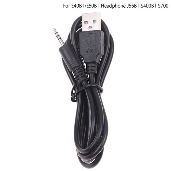 USB-oplader strømkabel til Synchros E40BT/E50BT hovedtelefoner Black