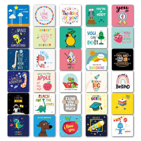 60 stk Lunch Box Notes for Kids e Lunchbox Notes for Kind Multicolor 60pcs