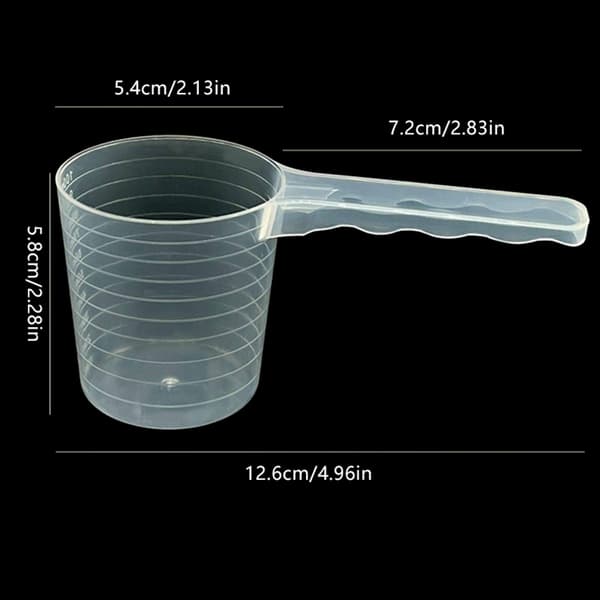 Gennemsigtig kæledyrsmåleske med skala af plastik til hundefoder og kattefoder onesize