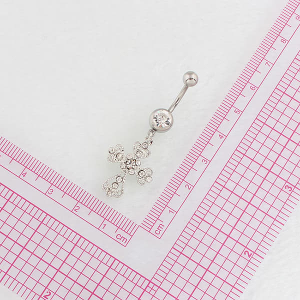Krystal Rhinestone Navlepiercinger Rustfrit Stål Kryds Pen onesize