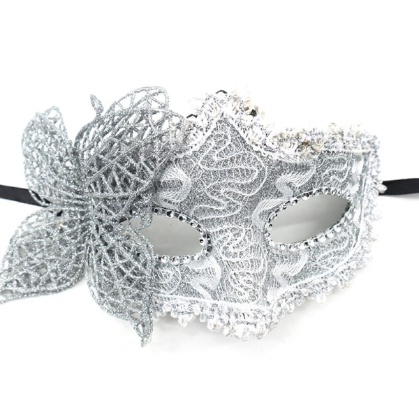 Mote Luksus Venetian Masquerade Mask Kvinner Jenter Sexy Fox Ey Silver ONESIZE