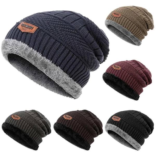 Vinterhatt för män Bomull Tjocka Varma mössor Hatt Mode Unisex Black one size