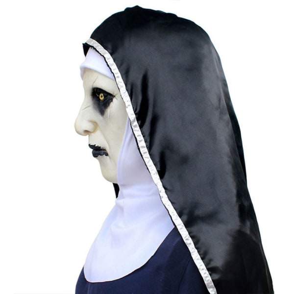 The Horror Nun Latex Mask m/tørklæde Valak Cosplay til Hallow White onesize