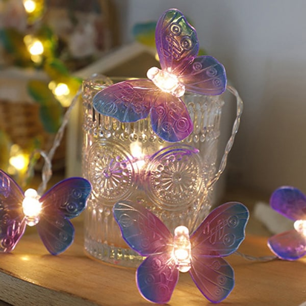Sommerfugl LED Fairy String Lights Batteri Bryllup Jul Dec Transparent one size