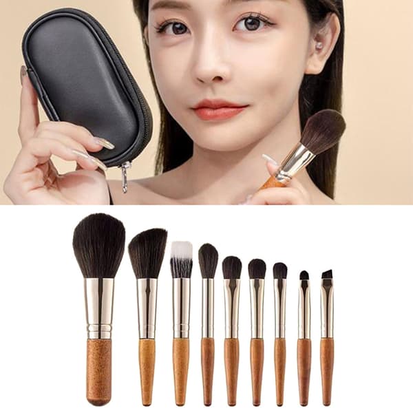 9 stk. bærbart makeupbørstesæt Mini Blush kosmetisk øjenbryn øje 9PcsBrushBox