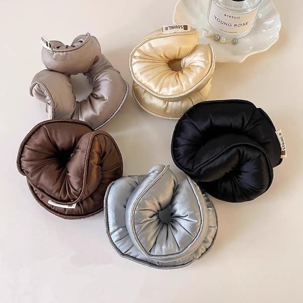 Sponge Sleep Elastisk Hårelastik Hårscrunchies Til Kvinder Beige