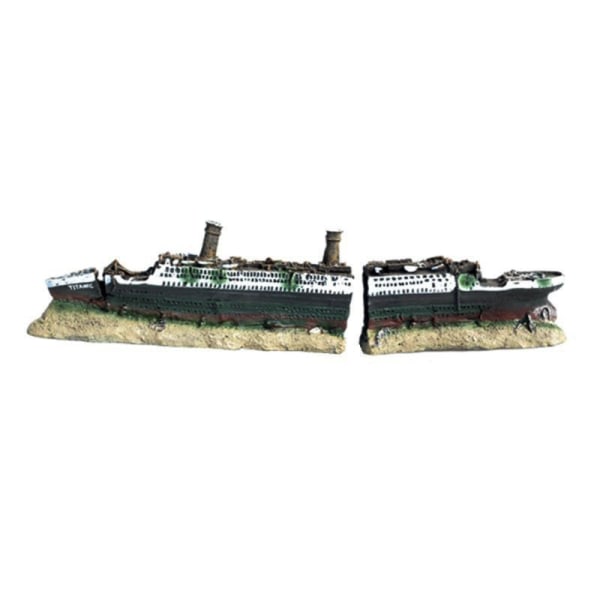 Akvariumdekoration Sjunkande Titanic-modell Skeppsbrottsprydnader N Green OneSize