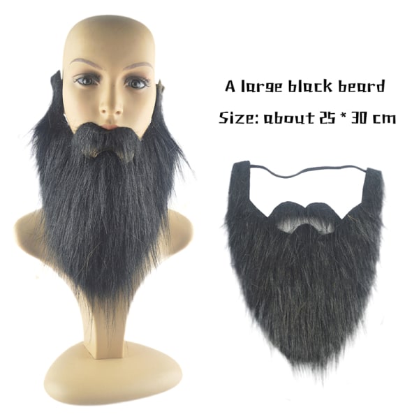 DIY Fancy Dress Skæg Lange Fluff Beards Cosplay Kostume Rekvisitter Black one  size