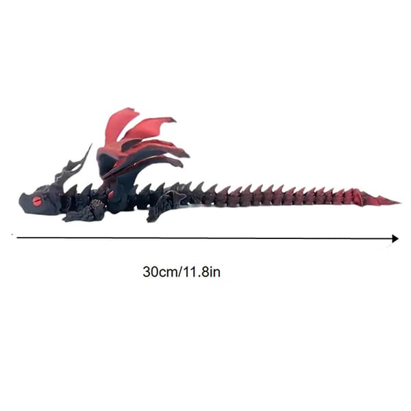 3D-printad drake med vingar, bevingad vagnsdrake, figur Ar A2