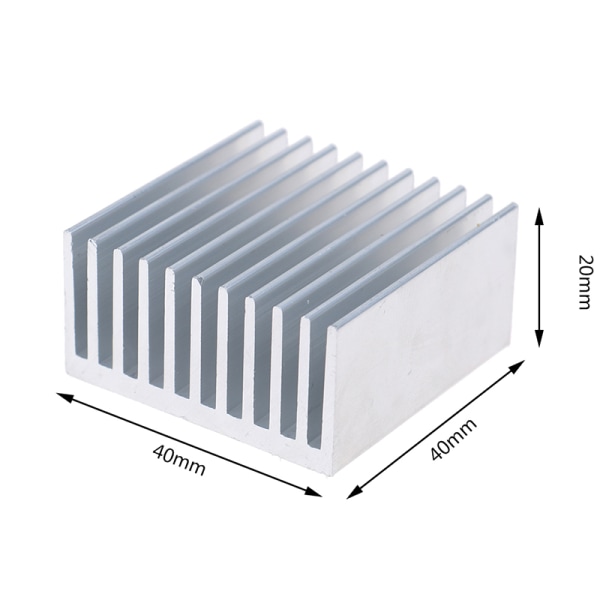 2 stk ekstruderet aluminium køleplade til High Power LED IC Chip Cool Silver 40×40×20mm