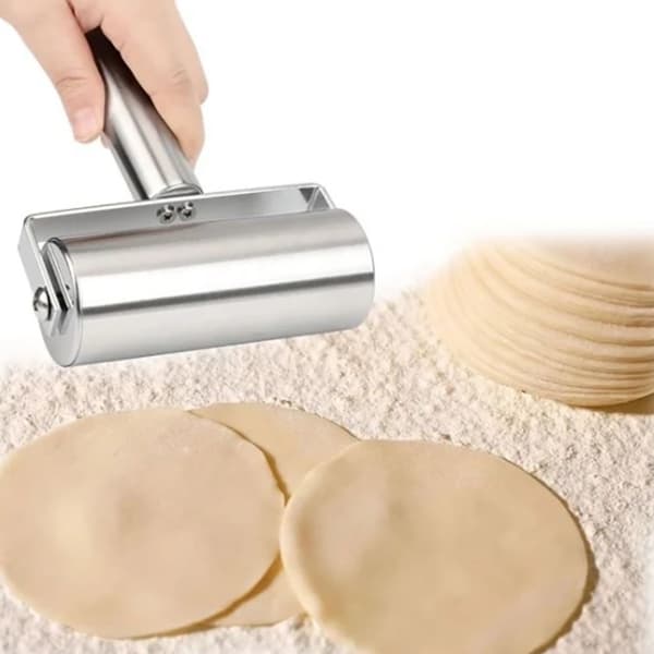Dejroller i rustfrit stål med dobbelt hoved, non-stick dej og wienerbrød 1PCS