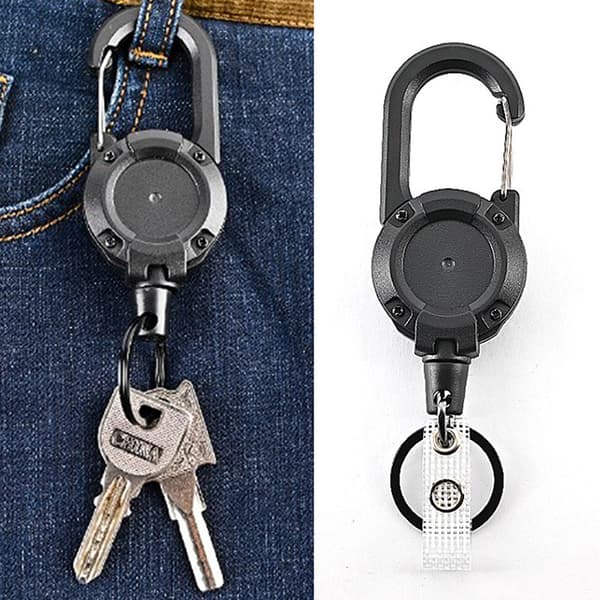 Stöldskyddsmetall Lätt att dra Spänne Rep Elastic Keychain Retr Black