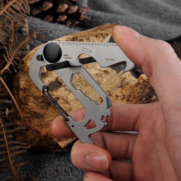 Multifunktions klätterkarbin EDC nyckelring Gear Outdoor Tool Silver one size