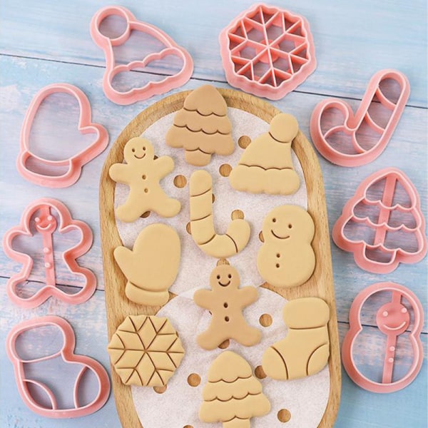 8 Stk/Sæt Christmas Cookie Form e Christmas Tree Gingerbread Coo Pink onesize