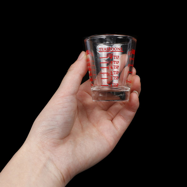 1 kpl 30 ml lasimittakuppi, jossa Scale Shot Glass -nestelasi Red 30ml