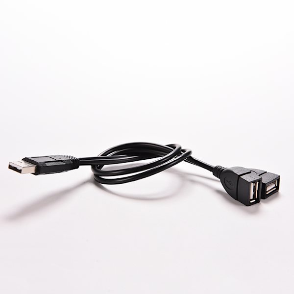 USB 2.0 A han til 2 dobbelt USB hunstik Y Splitter Hub Strøm C Black 1pc