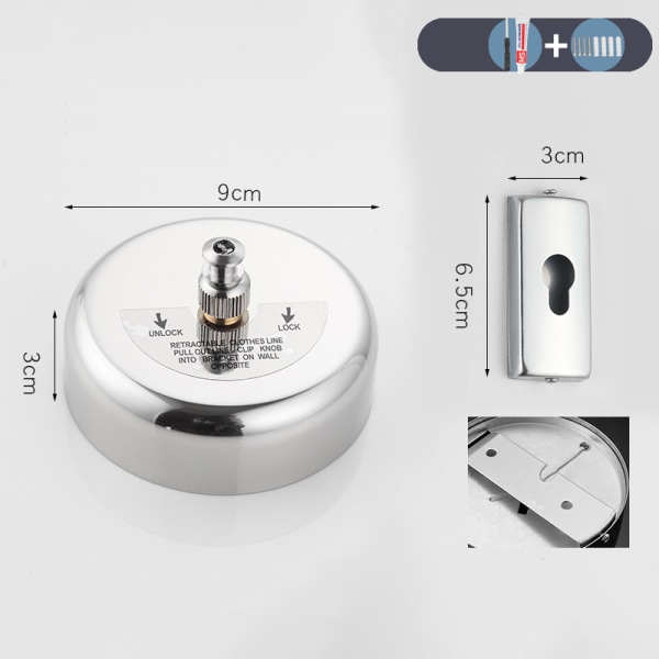 Klær Tørkestativ Tau Hjem Oppbevaring Rustfritt stål Retractab Silver one size