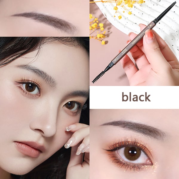 Double Head Eyebrow Pencil Waterproof Sweatproof Cosmetics Beau Black oneszie