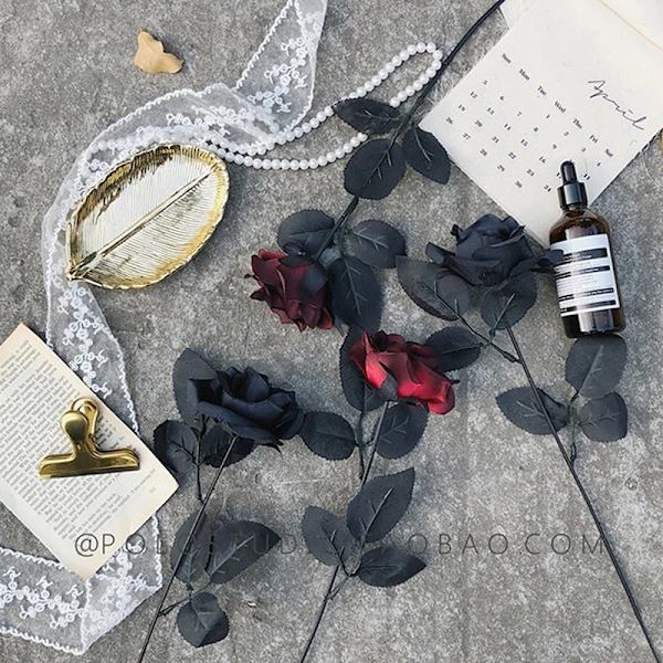 Gothic Black Rose kunstige blomster Simuleringsblomster Valenti Red one size