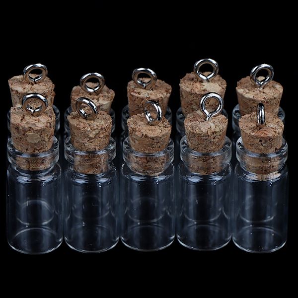 10 st mini glasflaskor små flaskor kork glasburkar multifunktionella Onesize