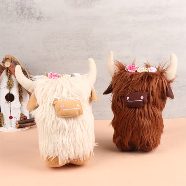 1 kpl Simulaatio Highland Cow Dolls Highlands Cow Ornament Farm White A2