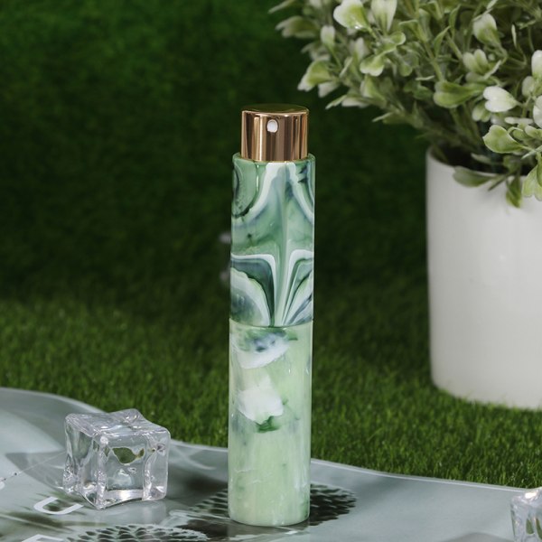 Bärbar påfyllningsbar parfymsprayflaska Marmorering Tom Innehåll Green & Gold 10ml empty