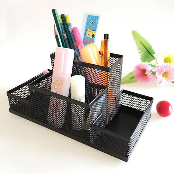 Metal Mesh Hjemmekontor Penn Blyanter Holder Skrivebord Skrivesaker Stora Black one size