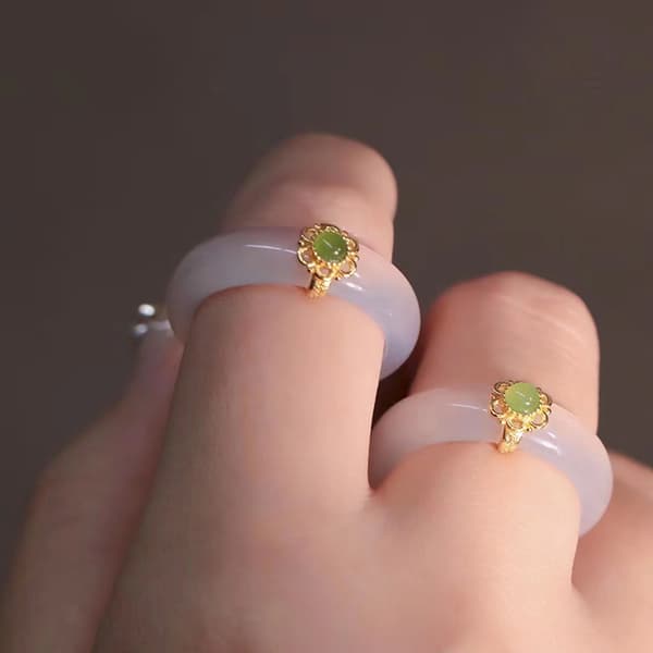 Retro Imiteret Jade Ring Minimalisme Hanfu Matchende Håndpynt 01