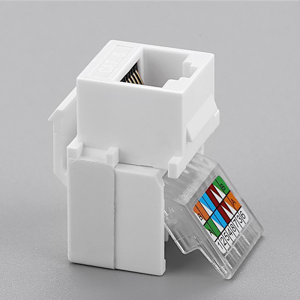 RJ45 Cat6 UTP Keystone Female Jack Connector Adapter Internett N White onesize