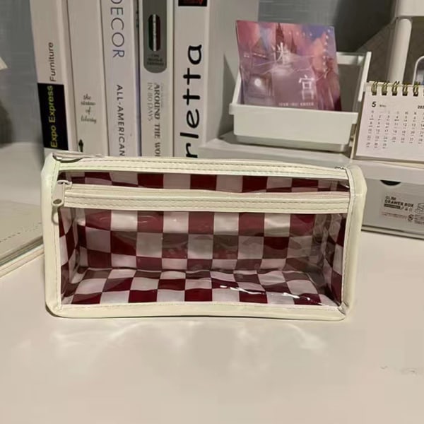 Läpinäkyvä case Kynälaukku Case Chessboard Pencil P Red onesize