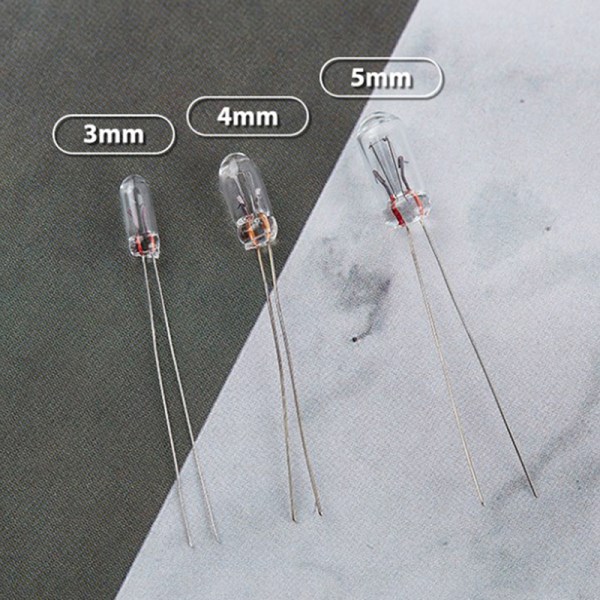 25 STK 5 mm 4 mm 3 mm klar 12V minipære af hvede risløg Switchc 25Pcs 3MM