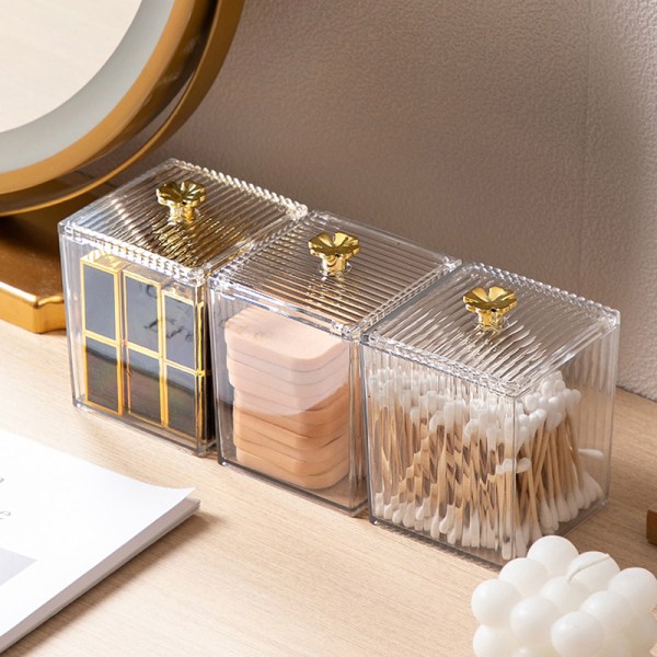 Makeup Opbevaring Organizer Badeværelse Krukke Bomuldspinde Opbevaringsboks S Transparent one size