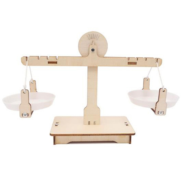 Kids DIY Educational Wooden Balancing Scale Math Learning Game Brown 2Pcs