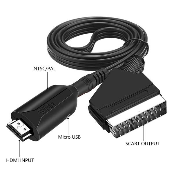 Uusi tyyli HDMI-SCART-kaapeli 1 metrin pituinen suoraliitäntä co black One size