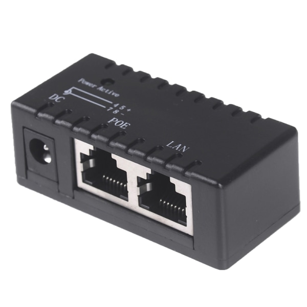 Passiv POE-injektor for IP-kamera VoIP-telefon Netwrok AP-enhet Black One Size