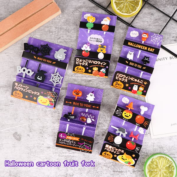 1Pack Halloween Cocktail Picks Fruit Fork Muoti Lasten Hol A4 one size